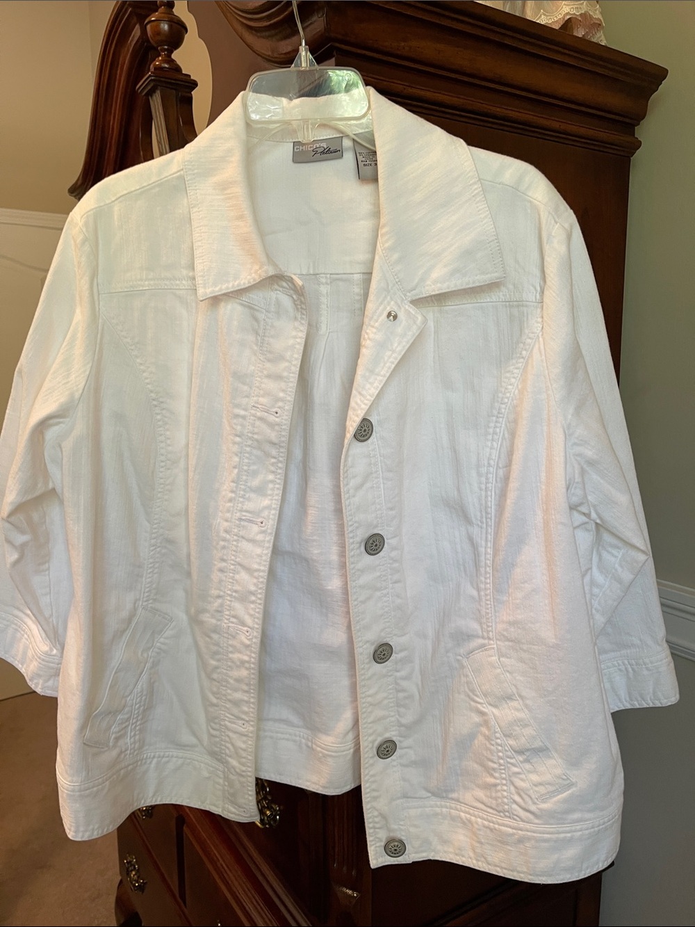 Chico's White Button-Front Jean Jacket